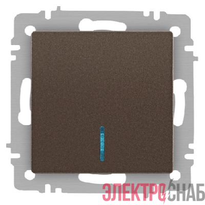 Выключатель 1-кл. СП Accent 6-102-08 10А IP20 250В с подсветкой AL/CU бронза Intro Б0063463