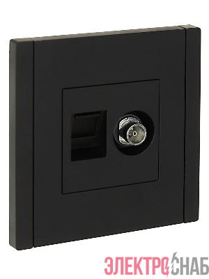 Розетка 2-м TV+RJ45 кат.6 FORTE&PIANO FP137 черн. IEK FP-AK20-2-K02