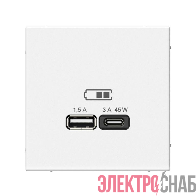 Розетка USB ArtGallery тип A+C 45Вт QC PD высокоскор. ЗУ механизм бел. SE GAL000129