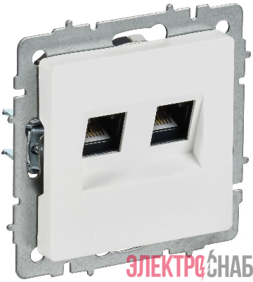 Розетка компьютерная 2-м СП BRITE РК10-2-БрАБ RJ45 кат.5E механизм арктич. бел. IEK BR-K20-1-K91