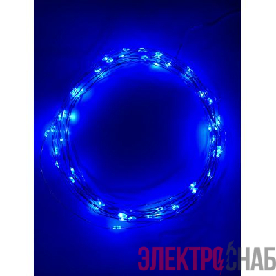 Гирлянда светодиодная "Нить" 5м 50LED син. свет АА ЭРА Б0047962