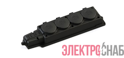 Колодка удлинителя 4-м MultiSet 16А 250В IP44 с заземл. каучук черн. SE MST4104BK