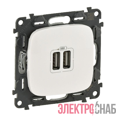 Устройство зарядное Valena Allure с 2-мя USB-разъемами 240В/5В 1500мА с лиц. панелью бел. Leg 754995