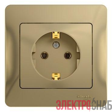 Розетка 1-м СП Glossa 16А IP20 с заземл. в сборе титан SE GSL000442