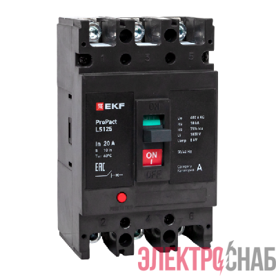 Выключатель автоматический 3п 20А 18кА LS125 ProPact EKF mccb-125-18-3-20-ls