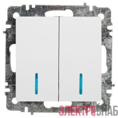 Выключатель 2-кл. СП Accent 6-105-01 10А IP20 250В с подсветкой AL/CU бел. Intro Б0063505