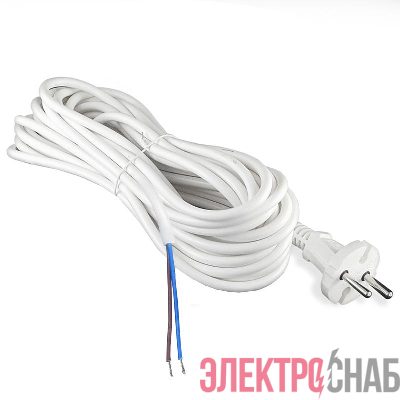 Шнур сетевой с вилкой 5м без заземл. 10А ПВС 2х1 бел. DOMTOK 2773