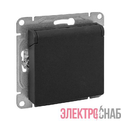 Розетка СП Эпика 16А IP44 с заземл. защ. шторки с крышкой механизм черн. EKF UP1-SOB-111-44
