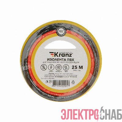 Изолента ПВХ 0.13х19мм 25м желт. Kranz KR-09-2202