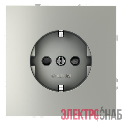 Розетка 1-м СП S70 16А с заземл. защ. шторки механизм сталь Voltum VLS040205