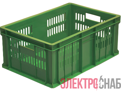 Ящик 600х400х250 дно сплошное, перфорированный  зелёный 201-1 201-1