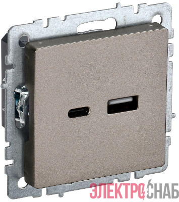 Розетка BRITE USB A+C 18Вт РЮ11-1-БрШ механизм шампань IEK BR-U22-018-K37
