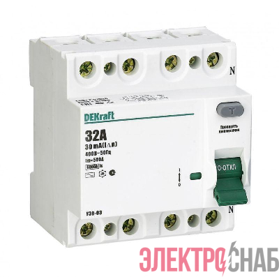 Выключатель дифференциального тока (УЗО) 4п 32А 30мА тип AC 6кА УЗО-03 SchE 14079DEK