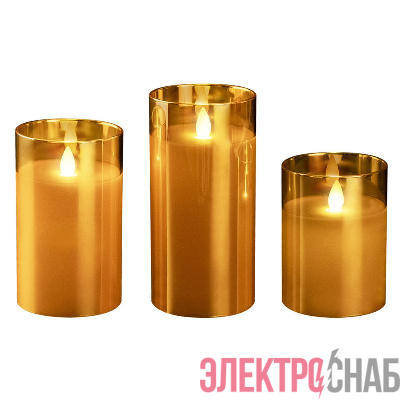 Свеча декоративная CL7-SET3-gd с пультом 3хAAA для каждой свечи (не в компл.) зол. (уп.3шт) ФАZА 5018822