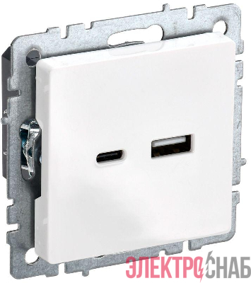 Розетка BRITE USB A+C 18Вт РЮ11-1-БрБ механизм бел. IEK BR-U22-018-K01