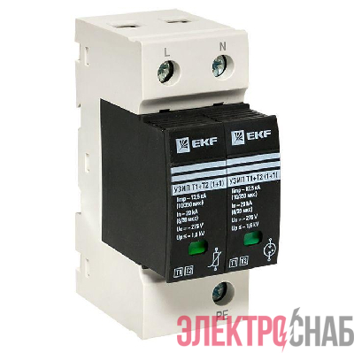 Устройство защиты от импульсных перенапряжений Т1+Т2; Iimp-12.5kA; In-20kA; Uc-275В; 1+1 PROxima EKF OV12-11-505