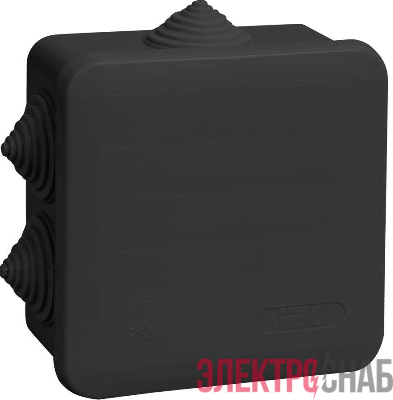 Коробка распаячная ОП 100х100х50 IP44 КМ41255 6 гермовводов черн. IEK UKO21-100-100-050-K02-44