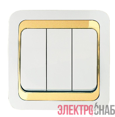 Выключатель 3-кл. Mimoza 1вх. 3вых. с зол. вставкой Makel 12291