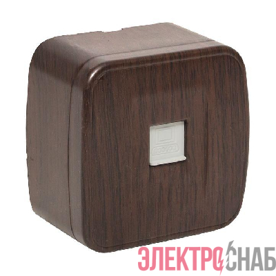 Розетка компьютерная 1-м ОП Минск RJ45 1А 120В темн. дерево EKF EGK01-035-40