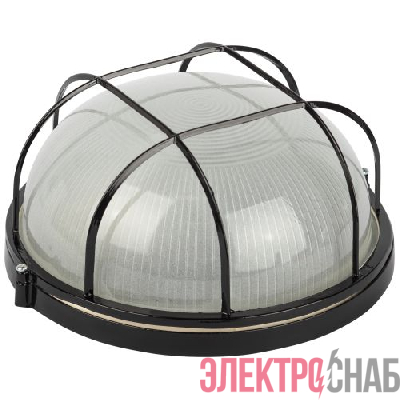 Светильник НБП 03-100-002 1х100Вт E27 IP54 акватермо алюм./стекло D240 круг черн. с решеткой Эра Б0063876