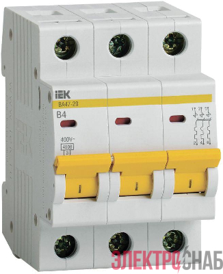 Выключатель автоматический модульный 3п B 4А 4.5кА ВА47-29 KARAT IEK MVA20-3-004-B