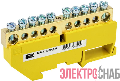 Шина PE "земля" на DIN-изол. ШНИ-8х12-10-Д-Ж IEK YNN10-812-10D-K05