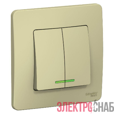 Выключатель 2-кл. СП Blanca 10А IP20 (сх. 5) 250В с подсветкой беж. SE BLNVS010517