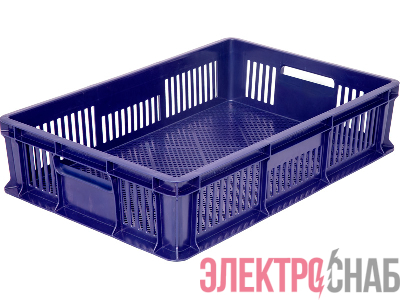 Ящик п/э 600х400х140 мм перфорированный с полузакрытой ручкой синий 705.01.03 705.01.03