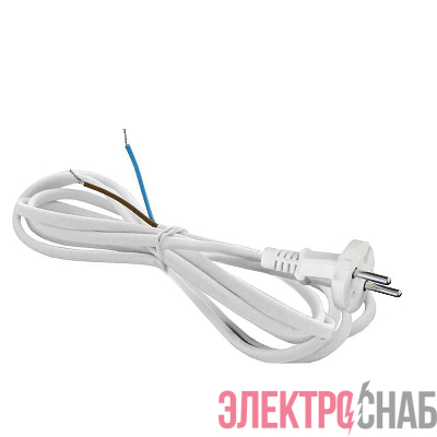 Шнур сетевой с вилкой 2м без заземл. 10А ПВС 2х1 бел. DOMTOK 2771