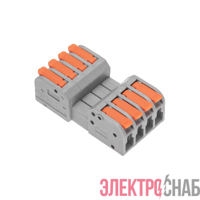 Клемма СМК 222-424R проходная разъемная 4 полюса сер. 0.2-2.5/4кв.мм Rexant 07-5264