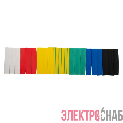 Трубка термоусадочная PTT 12/6-10-21 SET7 (ТУТнг 12/6) набор 7 цветов по 3шт 10см (уп.21шт) JazzWay 5075887