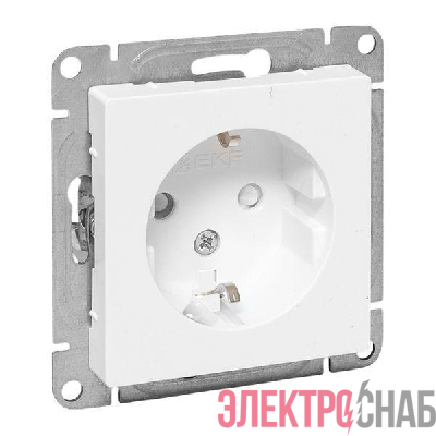 Розетка СП Эпика 16А с заземл. защ. шторки механизм бел. EKF UP1-SOW-111