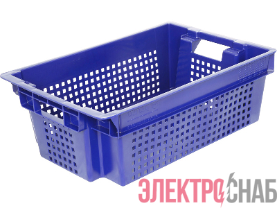 Ящик 600х400х200 1,5кг. дно сплошное, стенки перфорированные  синий 102-1 102-1