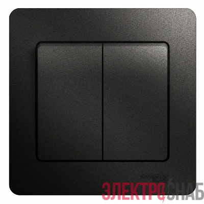 Выключатель 2-кл. СП Glossa 10А IP20 (сх. 5) 10AX в сборе антрацит SE GSL000752