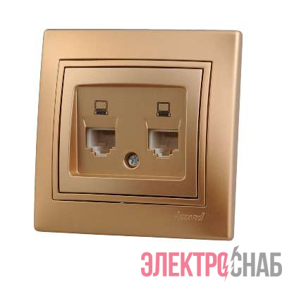 Розетка компьютерная 2-м СП Mira RJ45 зол. метал. LEZARD 701-1313-141