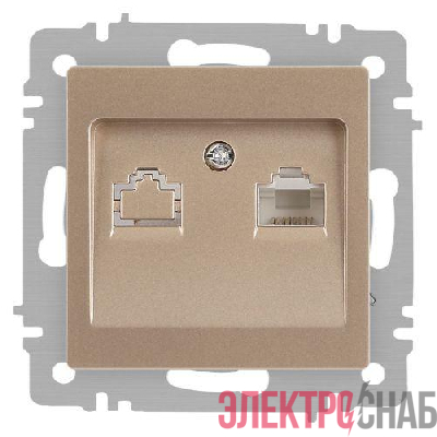 Розетка компьютерная 1-м СП Accent 6-303-04 RJ45 IP20 шампань Intro Б0063632