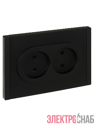 Розетка 2-м СП FORTE&PIANO FP125 10А без заземл. защ. шторки безвинт. крепл. черн. IEK FP-R23-10-1-K02