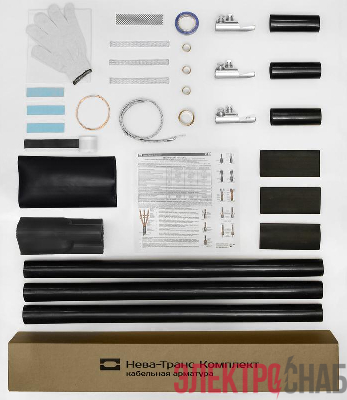 Муфта кабельная концевая внутр. установки 10кВ 10ПКВТпбН-3х(150-240)/800мм с болт. наконечн. Нева-Транс Комплект 22060009