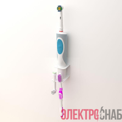 Держатель для хранения электрических зубных щеток и насадок монтаж без сверления бел. Rexant 38-0716