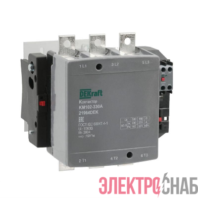 Контактор 330А 220В АС АС3 АС4 1НО+1НЗ КМ-102 DEKraft 21964DEK