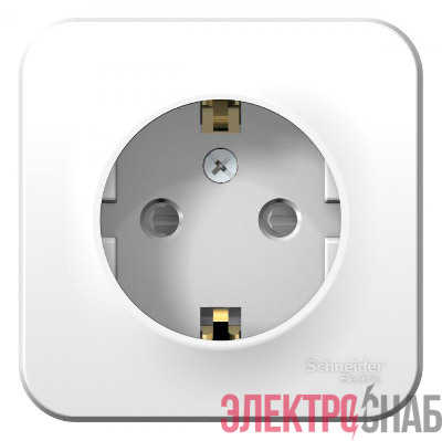 Розетка 1-м ОП Blanca 16А IP20 250В с заземл. защ. шторки с монтаж. пластиной бел. SE BLNRA011121