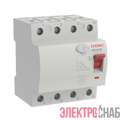 Выключатель дифференциального тока (УЗО) 4п (3P+N) 40А 30мА тип AC MDL100 YON MDL100-4P2-40-AC