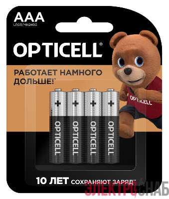 Элемент питания алкалиновый AAA/LR03 (блист. 4шт) Basic Opticell 5051002/6051002