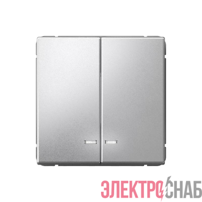 Выключатель 2-кл. ArtGallery (сх. 5а) 10AX с подсветкой быстрозажим. клем. механизм алюм. SE GAL000353S