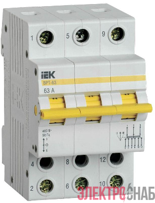 Выключатель-разъединитель трехпозиционный 3п ВРТ-63 63А KARAT IEK MPR10-3-063