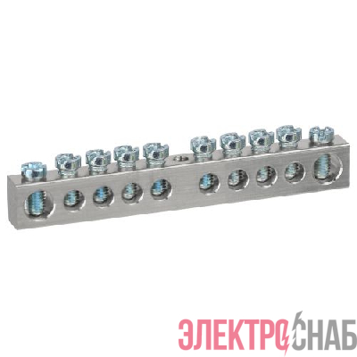 Шина PEN земля-ноль 6х9мм 10/1 никелированная с креплениями по центру NO-224-80 Эра Б0062936