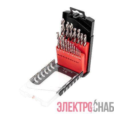 Набор сверл по металлу 1-10мм (через 0.5мм) Р6М5 цилиндрический хвостовик 19шт Kranz KR-91-0635