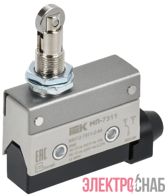 Микропереключатель концевой МП-7311 гор. толк. с наж. рол. рез. IP40 IEK KKV12-7311-2-64