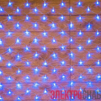 Гирлянда светодиодная "Сеть" 1.5х1.5м 150LED син. 12Вт IP20 провод ПВХ прозр. Neon-Night 215-123