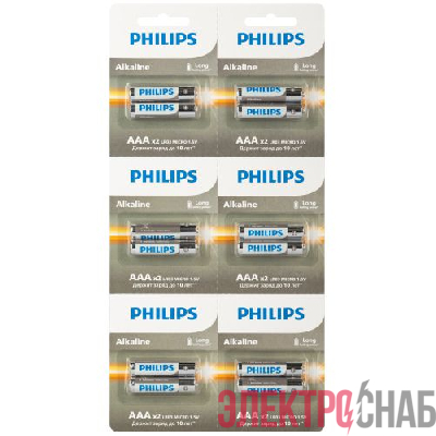 Элемент питания алкалиновый AAA/LR03 1.5В Entry отрывной набор (блист. 12шт) Philips Б0064646